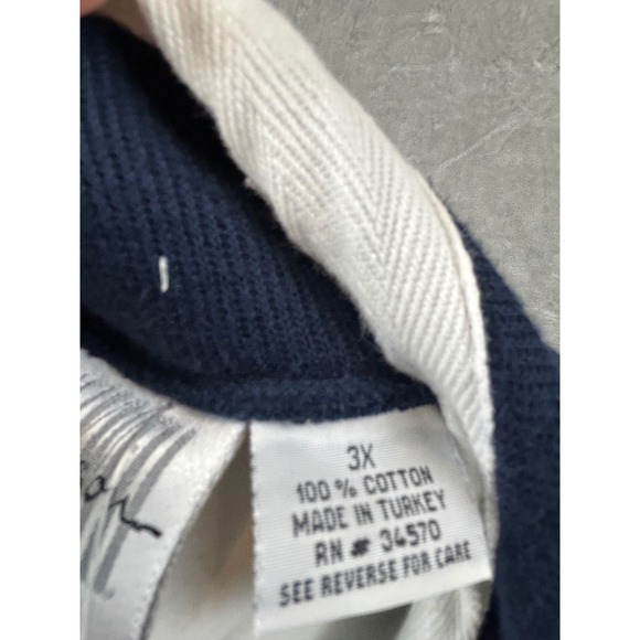 Jason Woman Navy Blue Cotton Zip Up Jacket Nautical Anchor Emblem Size 3X - Picture 5 of 14